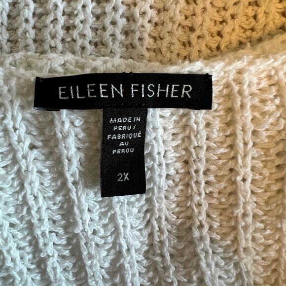 Eileen Fisher Peruvian Organic Cotton Boucle Hooded Cardigan White Size 2X - Picture 8 of 9
